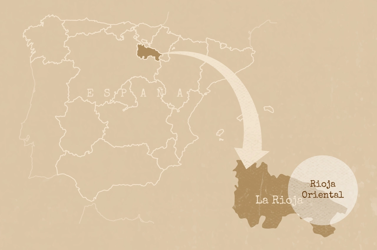 Mapa de España destacando Rioja Baja